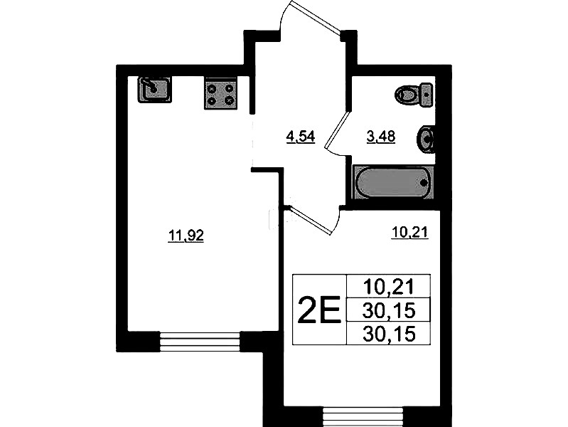1-комнатная квартира 30.15 м², 1/17 эт., ЖК «Стороны Света 2»